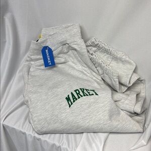 Market Studio grey green blk tie waist pockets cotton jogging pants joggers